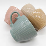 Ceramic Coffee Mugs 4pc Set 15oz Large Tea Cups Assorted Colours Scrolled Handle