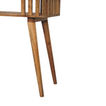Slatted Oak-ish Console,1 Open Slot, Beige