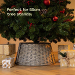 Natural Wicker Tree Skirt By Christmas Village Handcrafted Round Design
