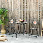 3pcs Garden Set 1 Ceramic Tile Table And 2 Foldable Chairs