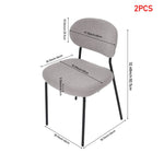 2pcs Upholstered Dining Chair With Metal Frame | Grey