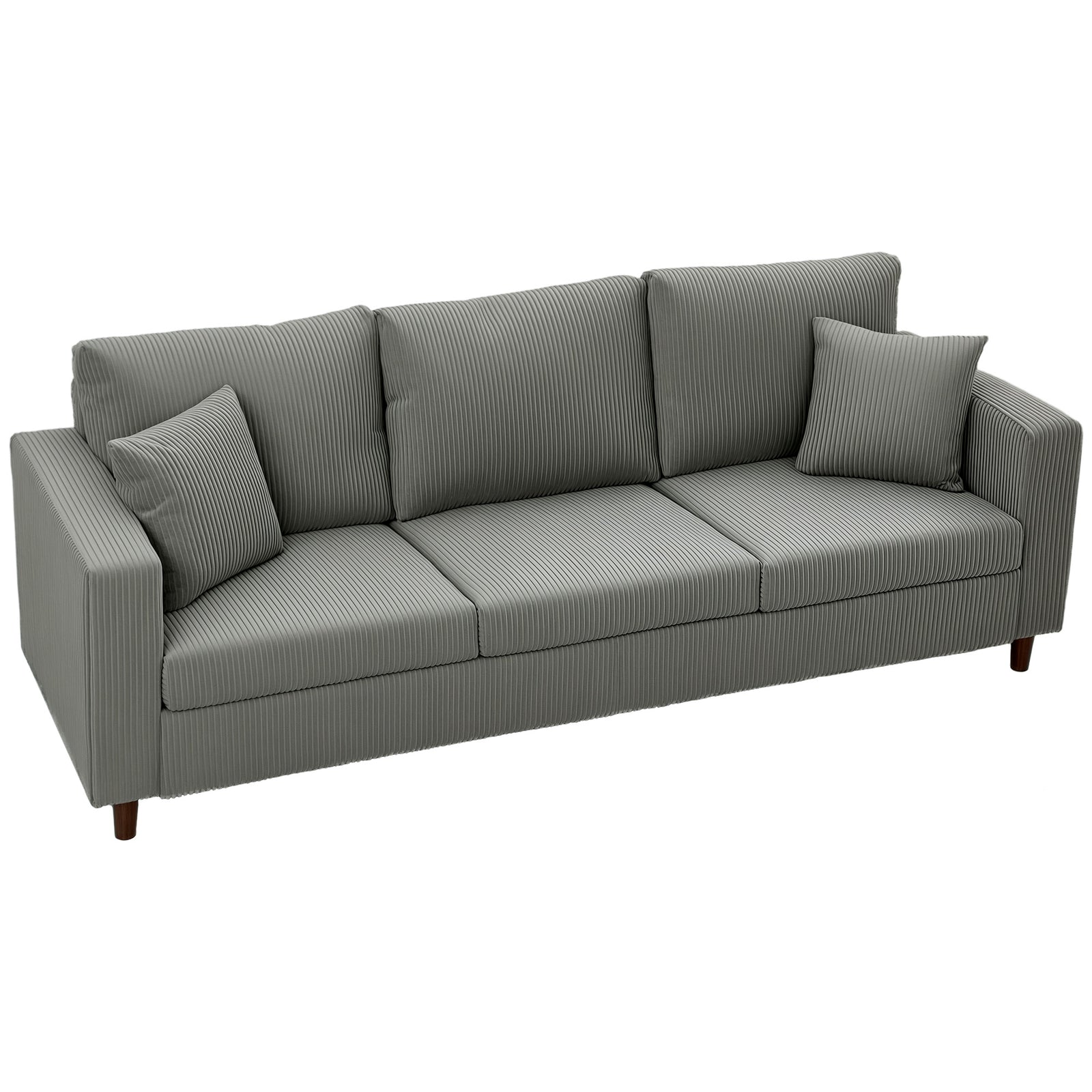 3 Seater Sofa With Wide Seat, Corduroy Upholstered | Light Grey