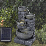 Rustic Solar Water Fountain With Led Lights