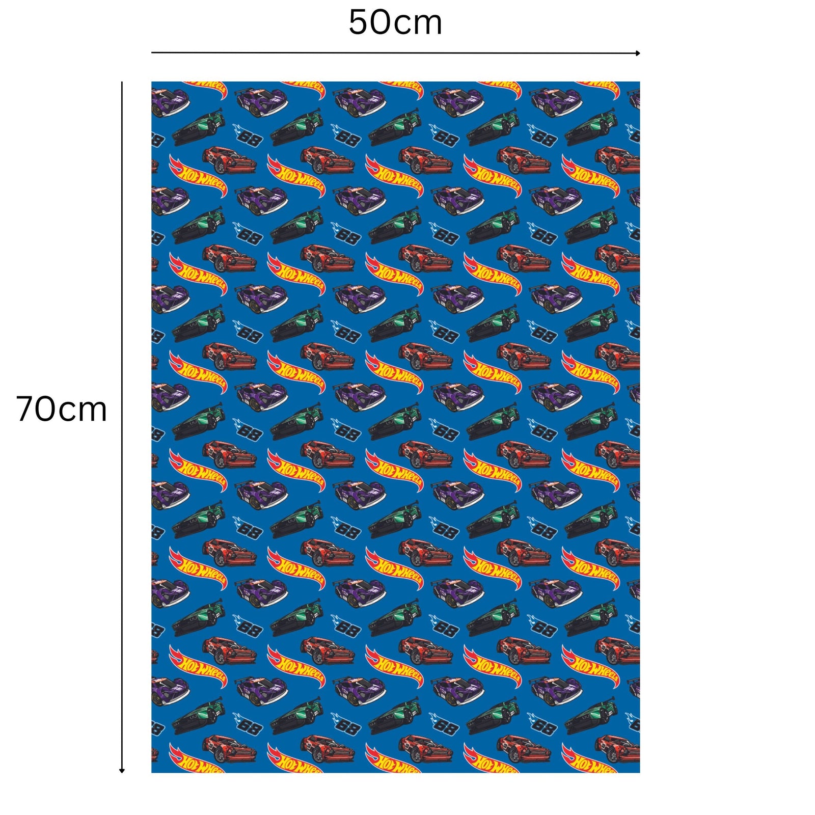 Hot Wheels Gift Wrap, 2 Sheet 2 Tag, Official Product