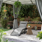 Folding Sun Lounger With 5-level Reclining Back, Side Table
