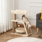 Cat Tree Kitten Tower W/ Scratching Post, Pad, Bed, Perch, Ball | Brown