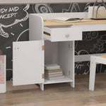 Kids Desk And Chair Set For 3-6 Year Old With Storage Drawer, White