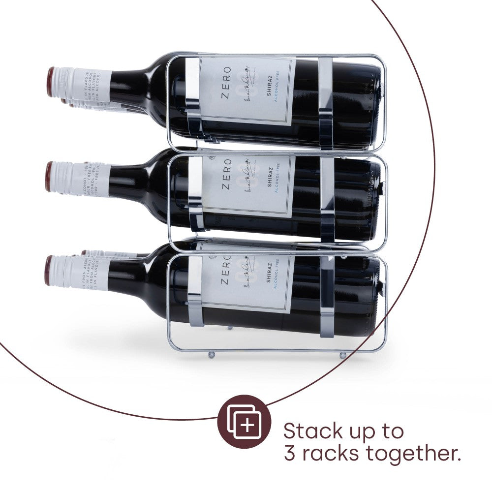 Metal Wine Rack Countertop Organiser For 4 To 16 Bottles | Silver