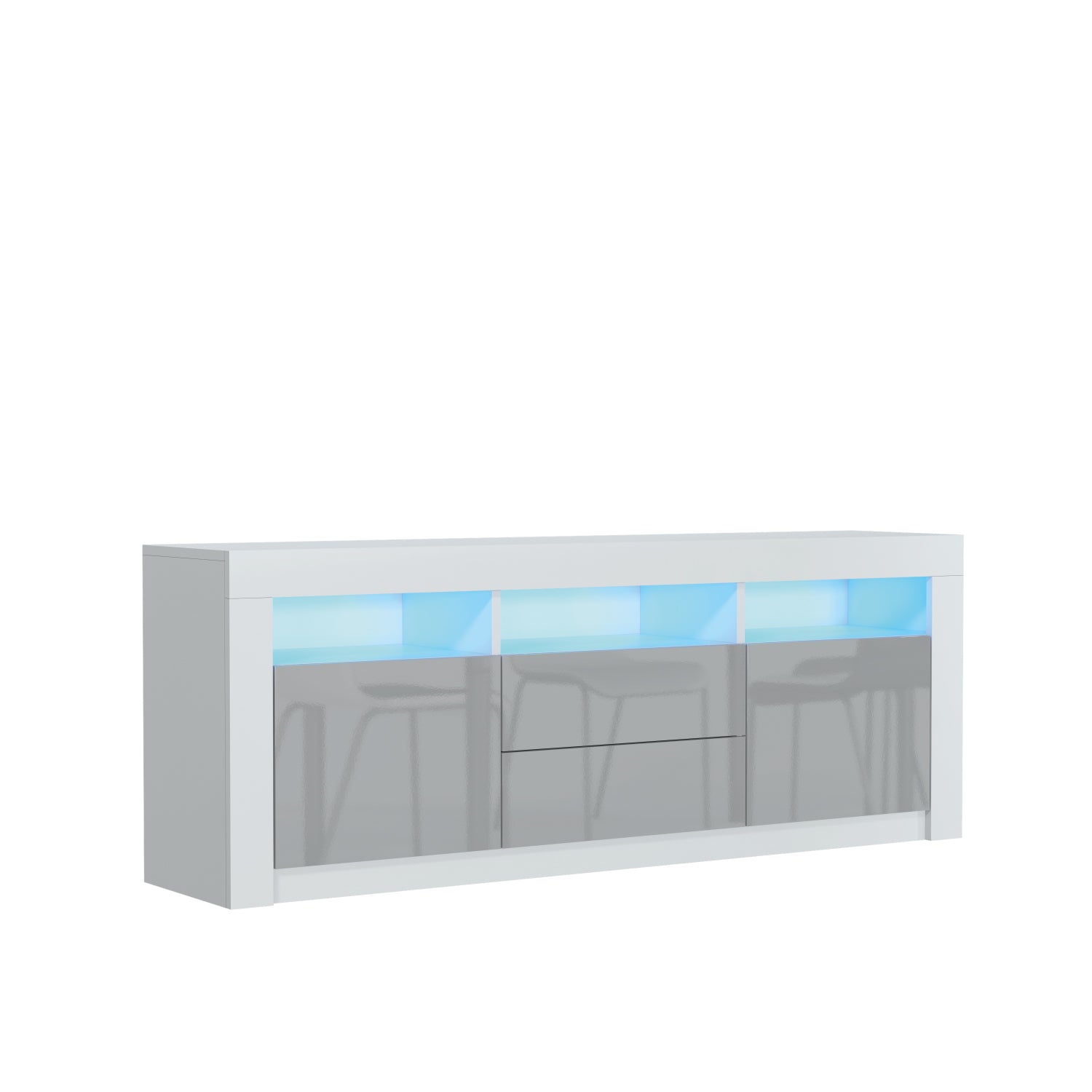 Shine Tv Unit 160cm With Led Lights | Grey