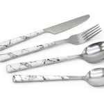 Cutlery Sets 16 Pc Set Knife Fork Spoon Marble Decal Handle