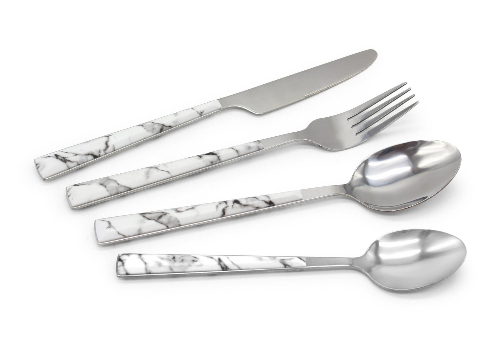 Cutlery Sets 16 Pc Set Knife Fork Spoon Marble Decal Handle