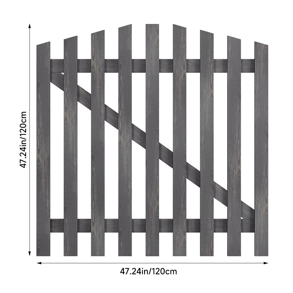 Rustic Wooden Garden Gate With Arched Top Weathered Gray Finish | Large | Grey