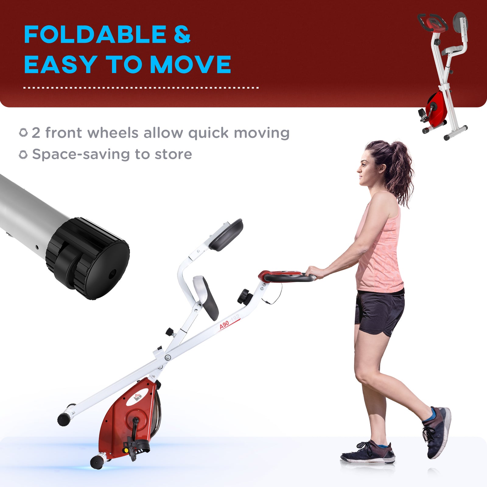 Magnetic Resistance Exercise Bike Foldable | Red