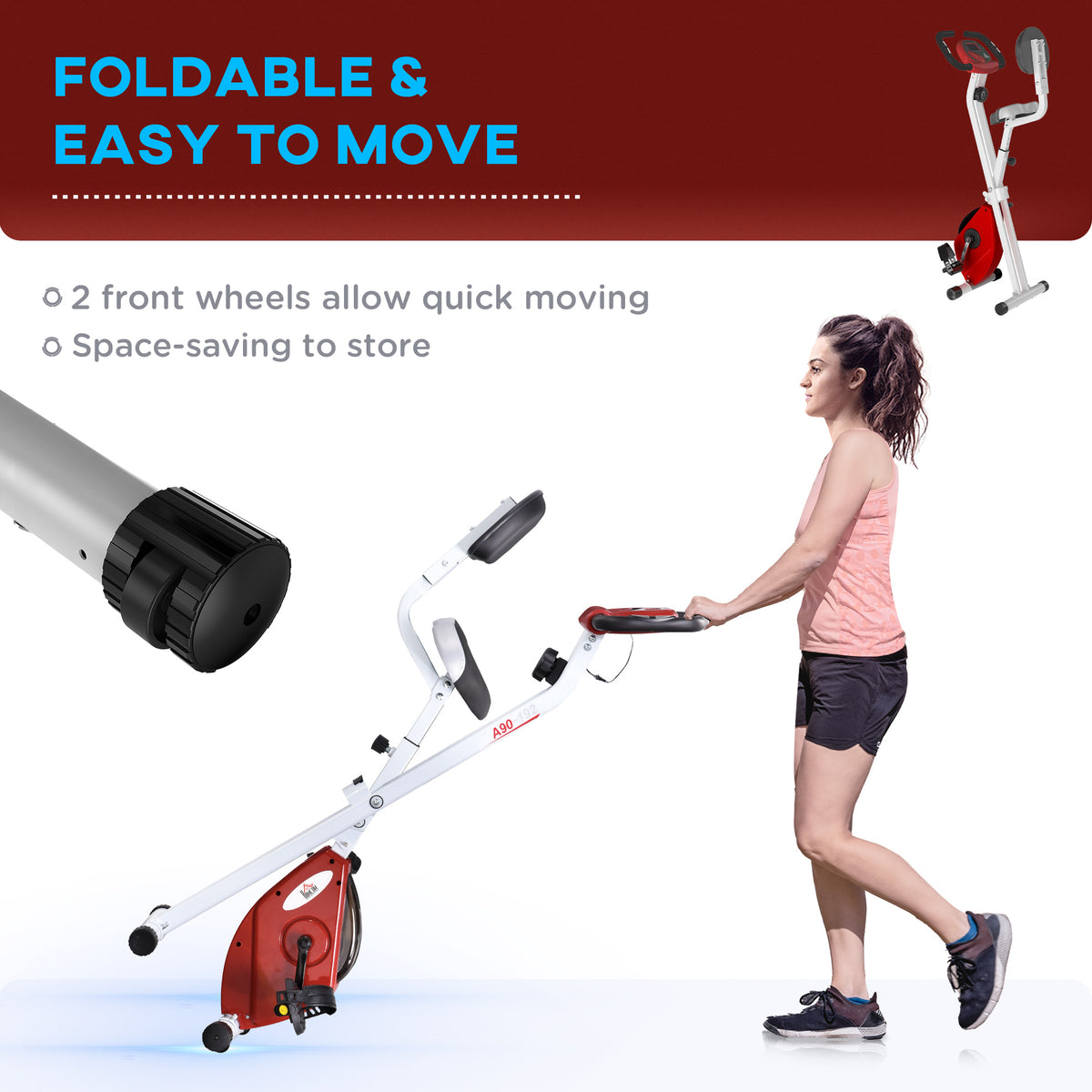 Magnetic Resistance Exercise Bike Foldable | Red