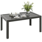 Outdoor Side Table Garden Table With Steel Frame And Slat Top Grey Wood