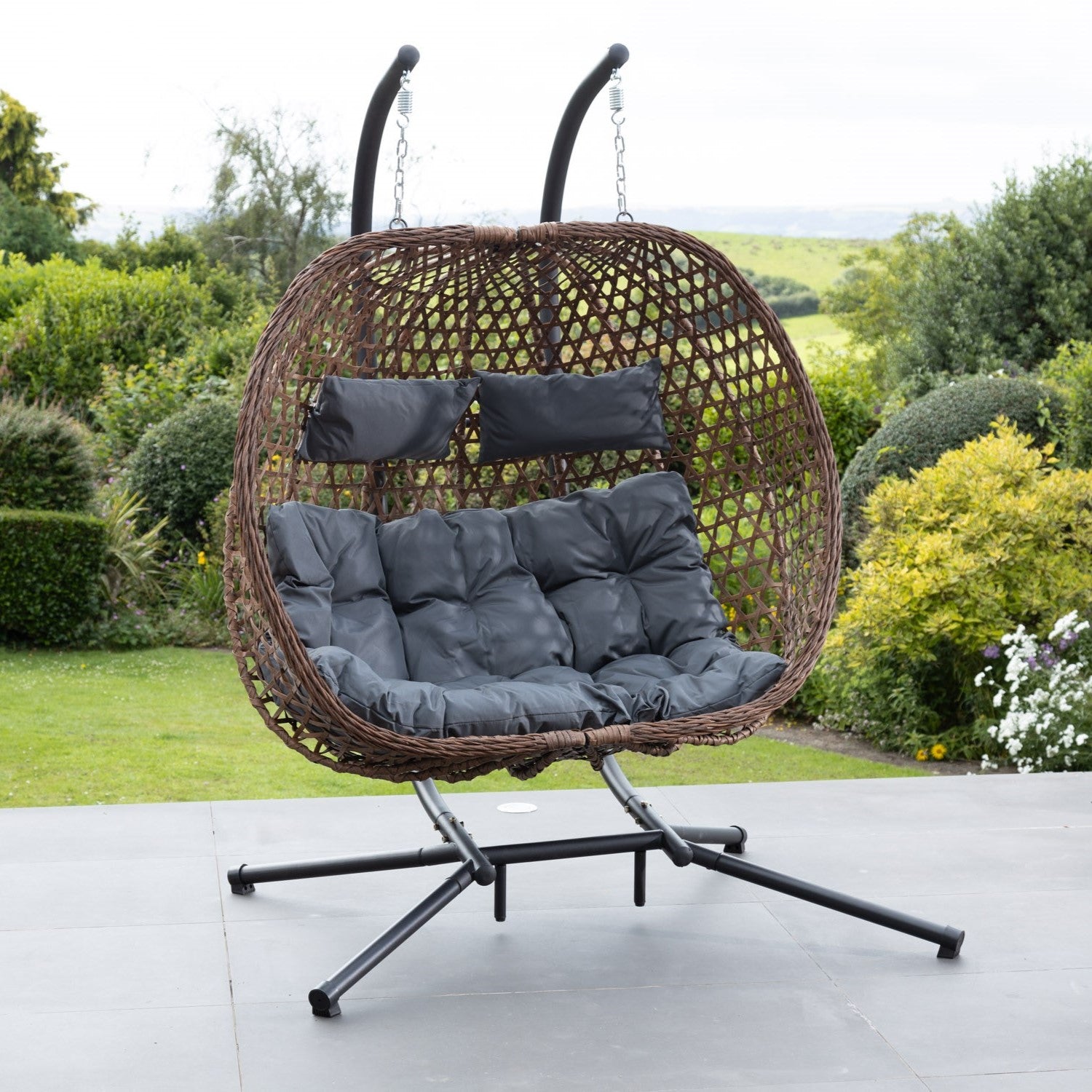 Garton Swinging Double Garden Seat | Dark Gray