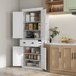 Kitchen Storage Cabinet W/ Drawers Cupboards Shelves Home | White