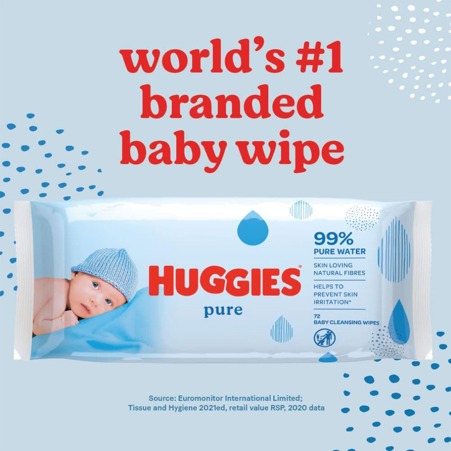 Pure Baby Wipes Perfume-free With 99% Water & Skin Loving Natural Fiber