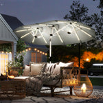 3 M Double-sided Garden Parasol With Solar Lights | Grey