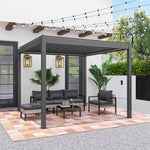 3x3m Electric Louvered Pergola With Led Lights And Remote