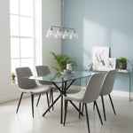 Stylish Miami Dining Table Set With 4 Velvet Amelia Chairs | Grey