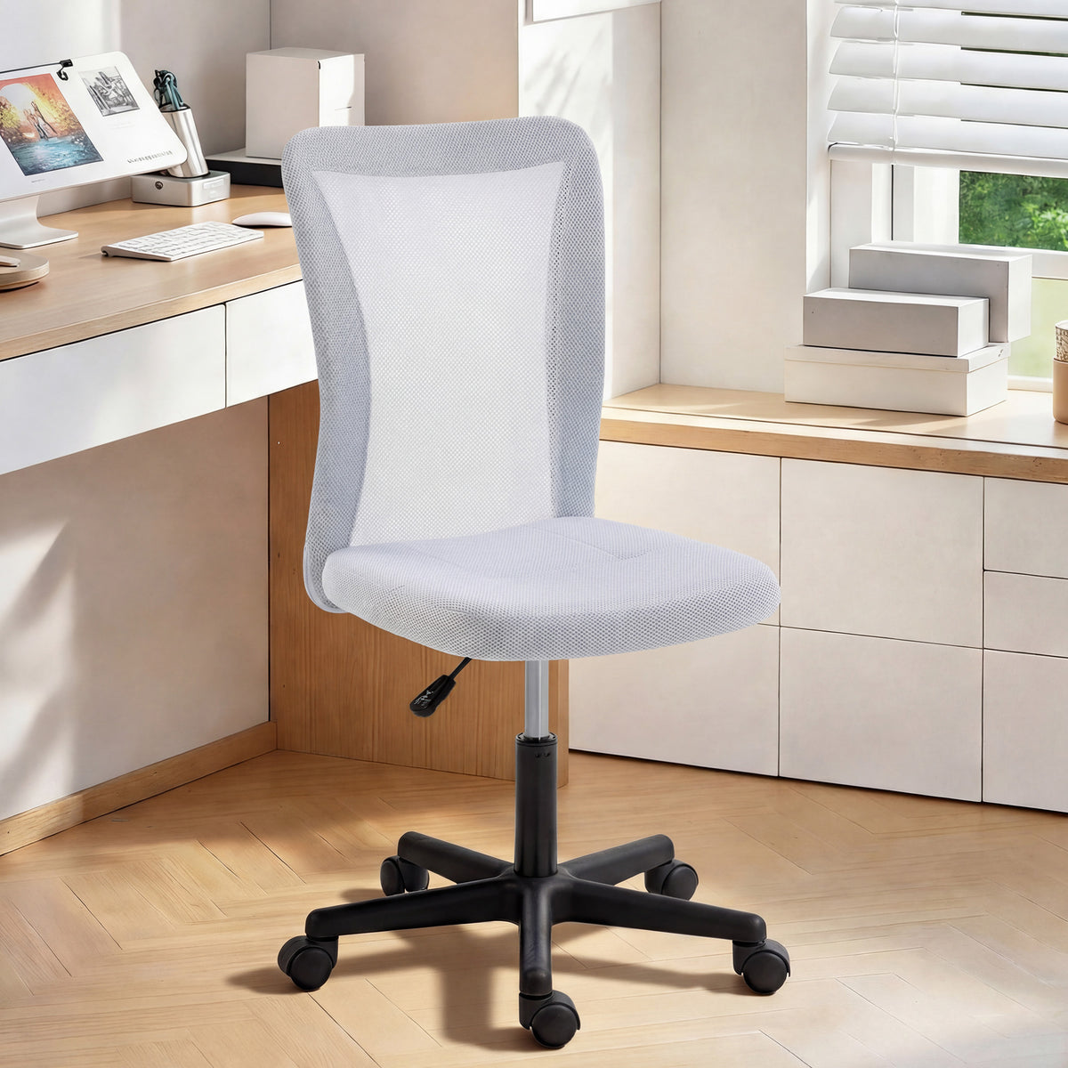 Vinsetto Mesh Office Chair Armless Adjustable Height White