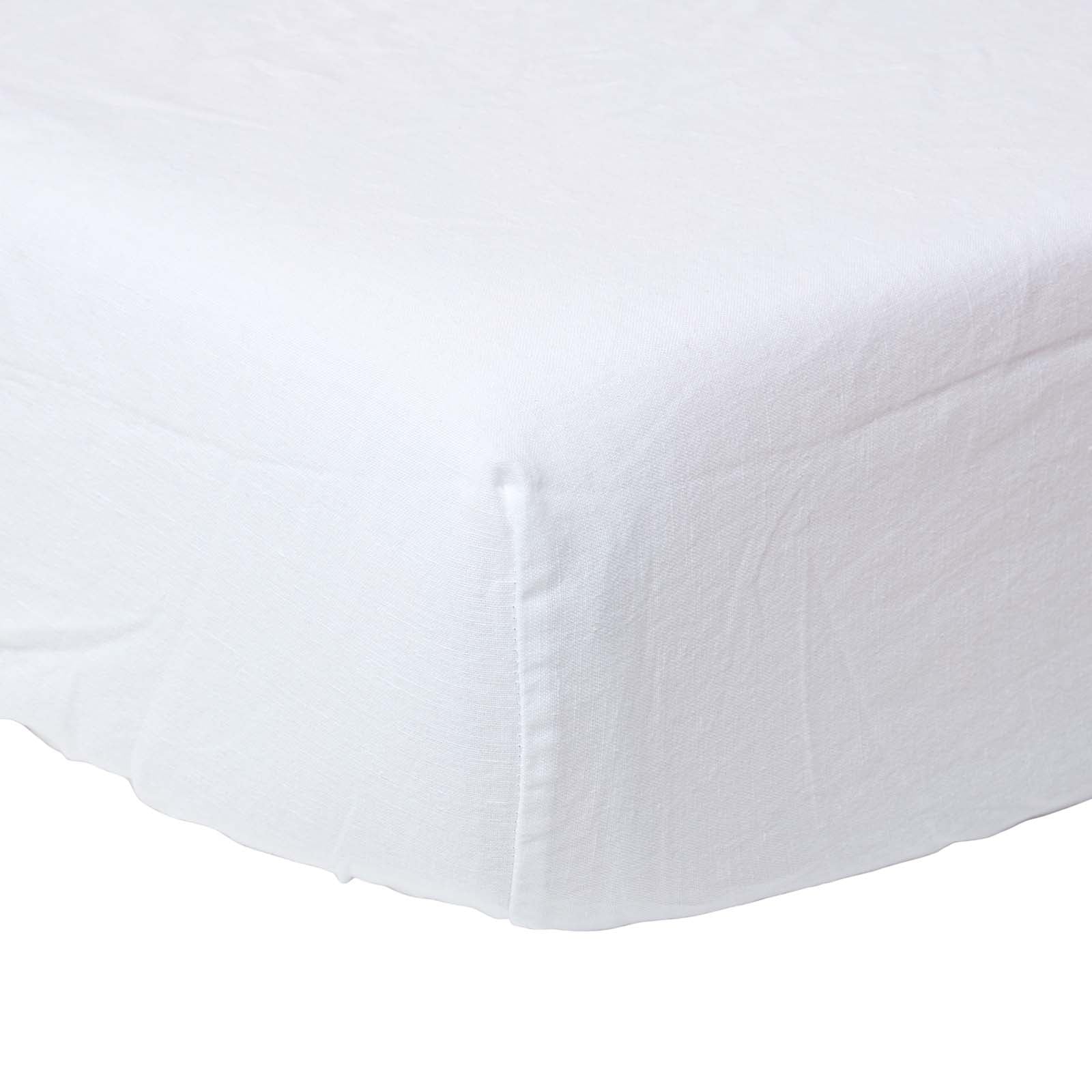 Luxury Linen Deep Fitted Sheet | Single | White