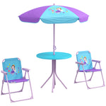Kids Bistro Table And Chair Set W/ Fairy Theme, Adjustable Parasol