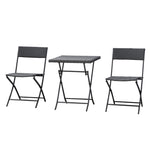 3pc Bistro Set Rattan Furniture Garden Folding Chair Table | Brown