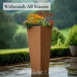 Zinc Galvanised Tall Flared Tapered Square Planter | 30cm x 30cm x 70cm | Copper