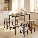 5 Piece Bar Set, Industrial Kitchen And Chair Set Grey Wood Effect
