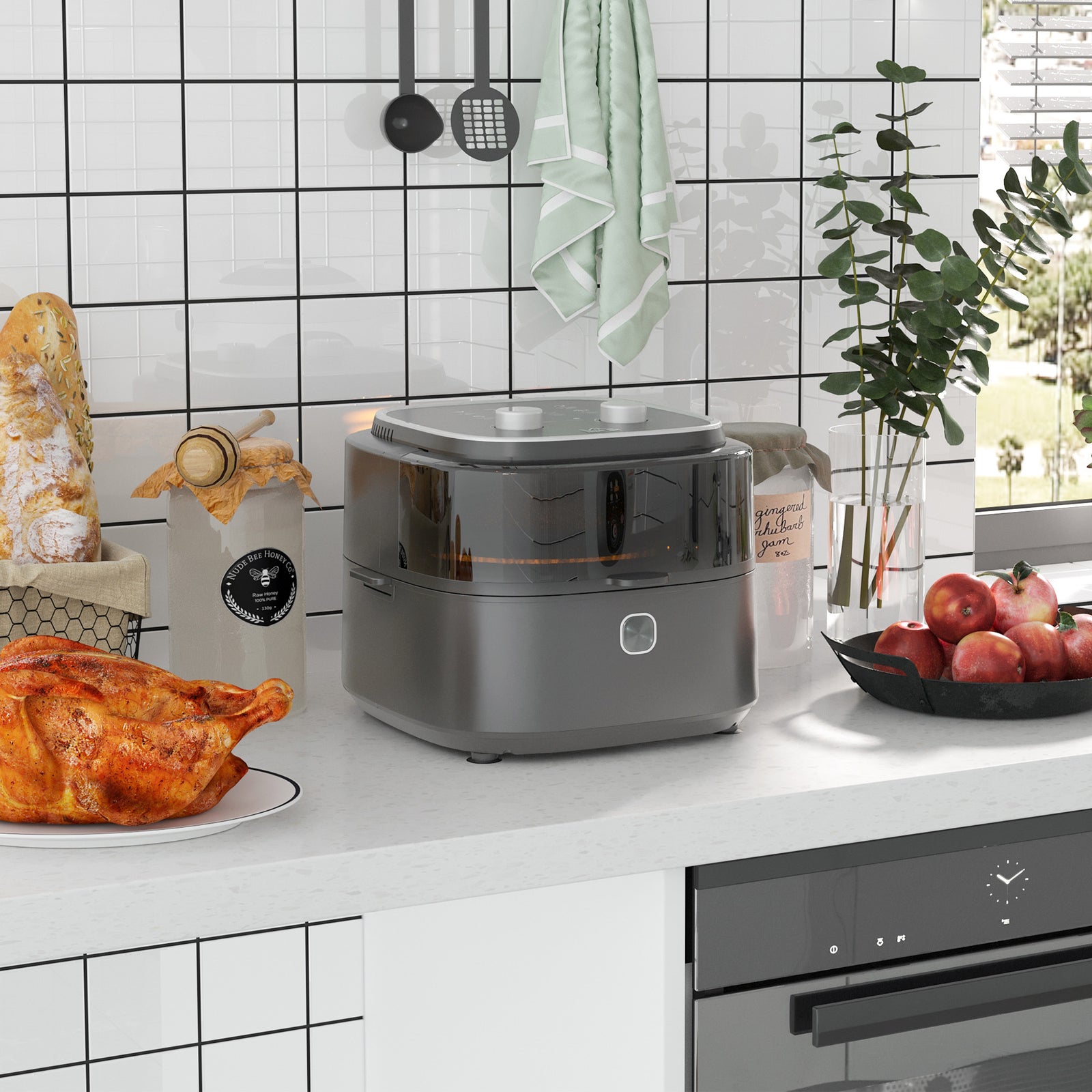 6.5l Airfryer Air Fryer Oven With Recipes  60min Timer