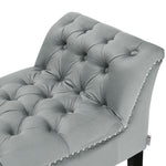 Grey Armed Velvet Buttoned Bed Bench