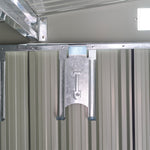 5x7ft Metal Storage Shed With Built-in Metal Shelves, Ventilation, And Sliding Door