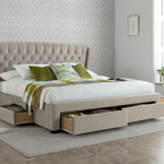 Newton Velvet 4 Drawer Storage Bed | Double | Natural
