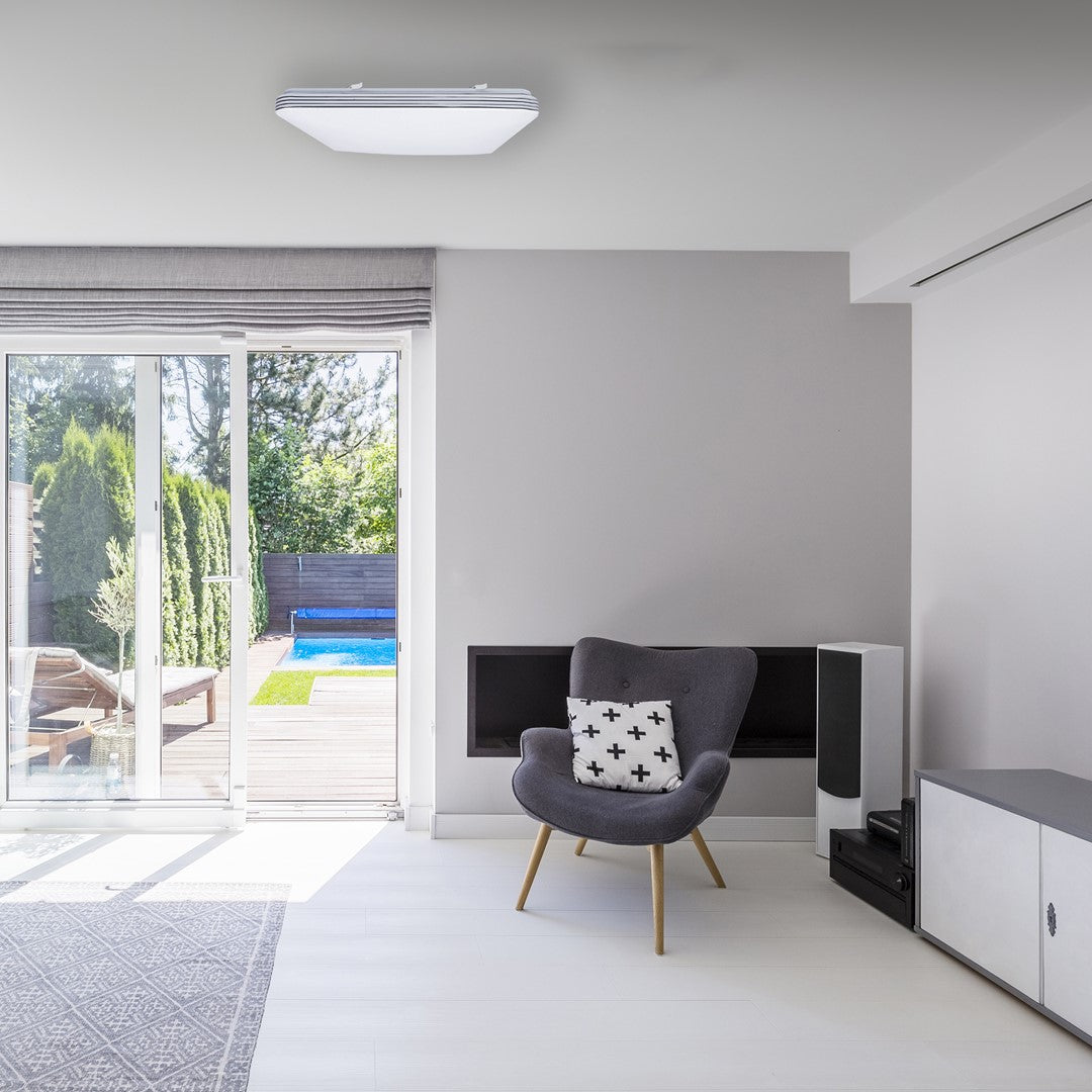 Palermo Modern White Led Ceiling Lamp Included Remote With Adjustable Brightness And Colour Temperature | 53cm | White