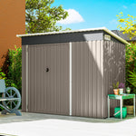 Outdoor Storage Shed, 7.5 X 4.3ft Metal Garden Shed | Light Grey