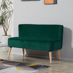 Velvet-feel Double Sofa W/ Wood Frame Foam Padding High Back, Green