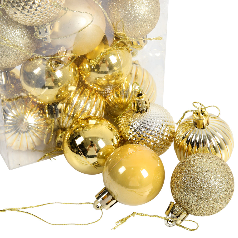36 Pieces Xmas Ball Ornament Christmas Tree Deluxe Bauble Set | Gold