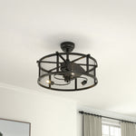Modern Industrial Black Iron Ceiling Fan Light Quiet 6-speed Small Airflow, Size D60×h20cm