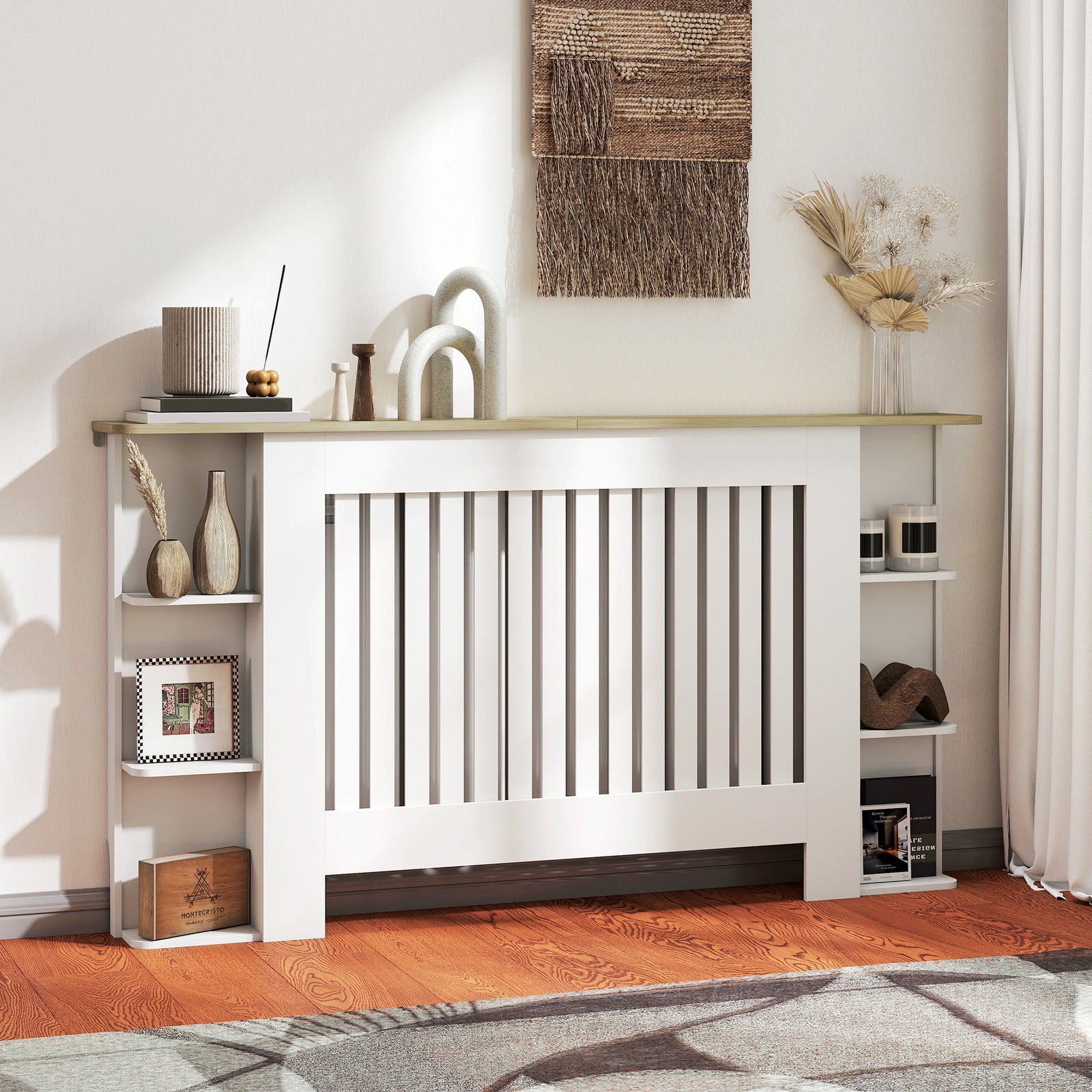 Vertical Slatted Heater Cover For Living Room | Large | White