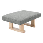Linen Upholstered Footstool With Wooden Legs | Grey