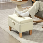 Linen Storage Ottoman Storage Box With Rubberwood Legs | Beige
