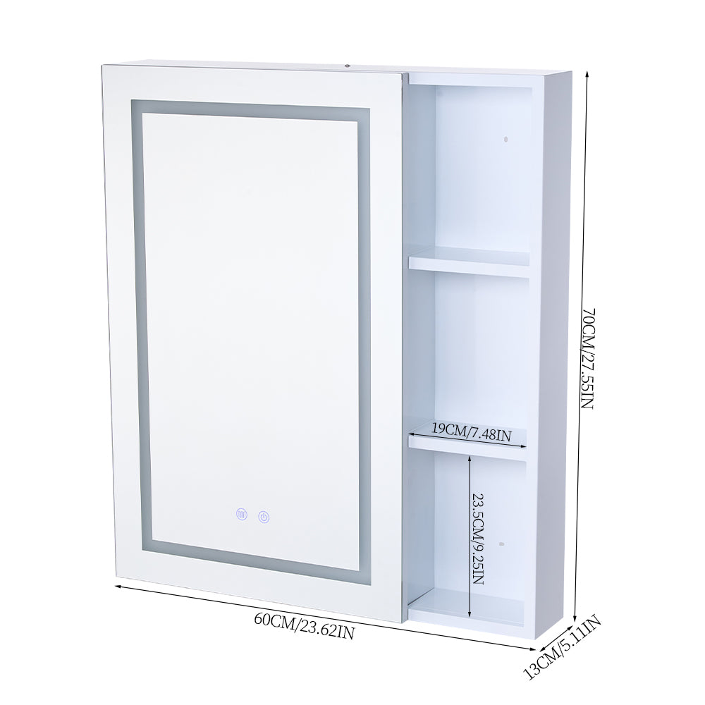 Led Bathroom Mirror Cabinet With Single-sided Mirror,storage, Anti-fog, Touch Control, Adjustable Color Temperature