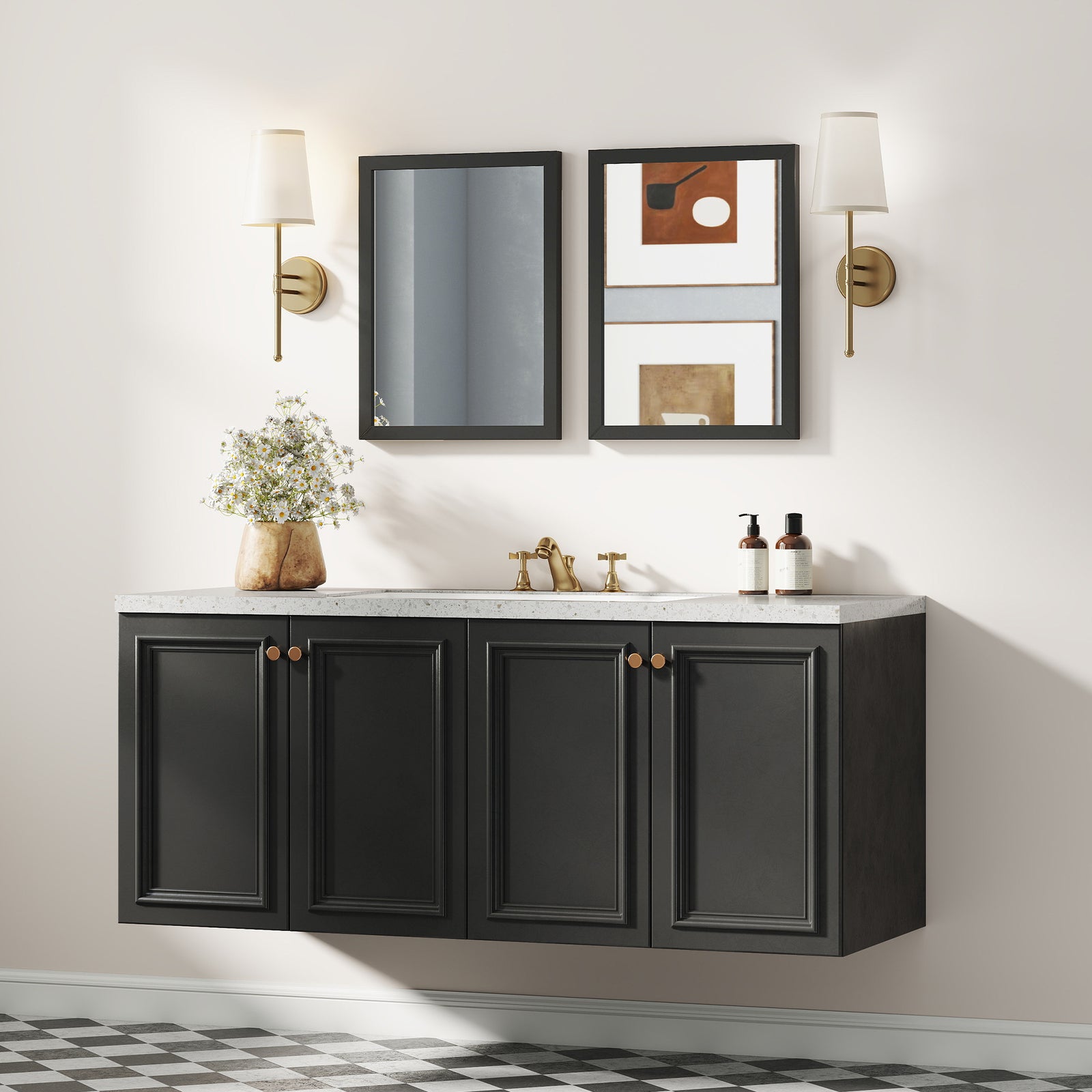 30 X 40 Cm Wall Bathroom Mirror, Vanity Mirror, Set Of 2 | Black