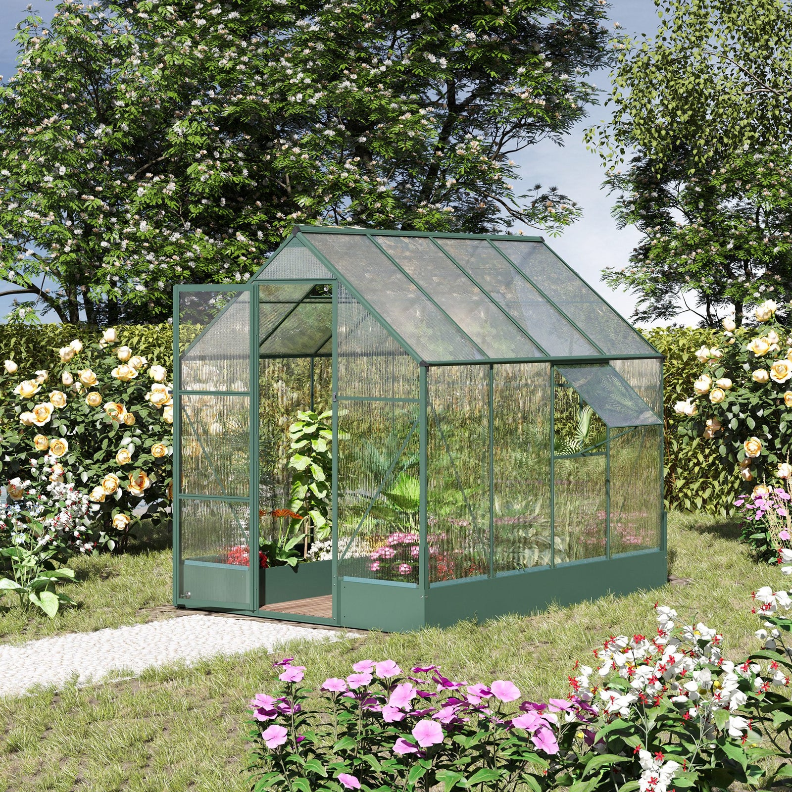 Walk-in Polycarbonate Greenhouse - 6x8ft