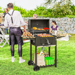 Outsunny Charcoal Bbq Grill W/ Warming Rack 3 Shelves Temperature
