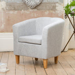 Alderwood 68cm Wide Hessian Fabric Tub Chair With Pine Coloured Legs | Gray