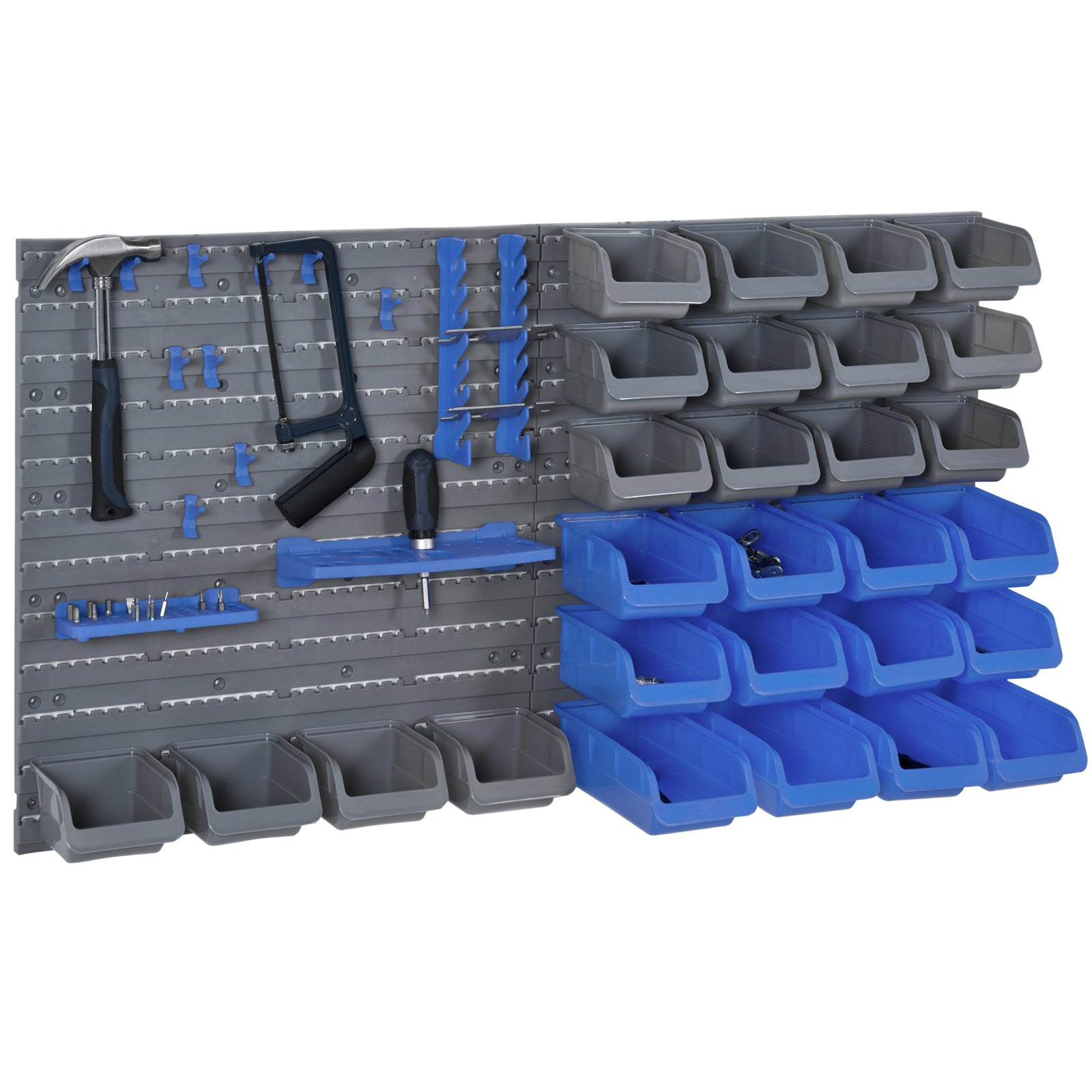 44 Pcs On-wall Storage With Pegboard | Blue