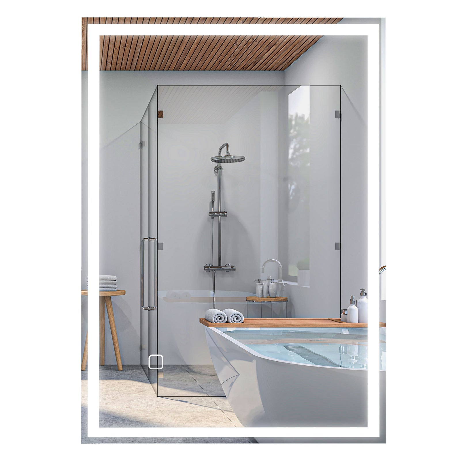 kleankin Illuminated Bathroom Mirror With Led Lights Defogging Film
